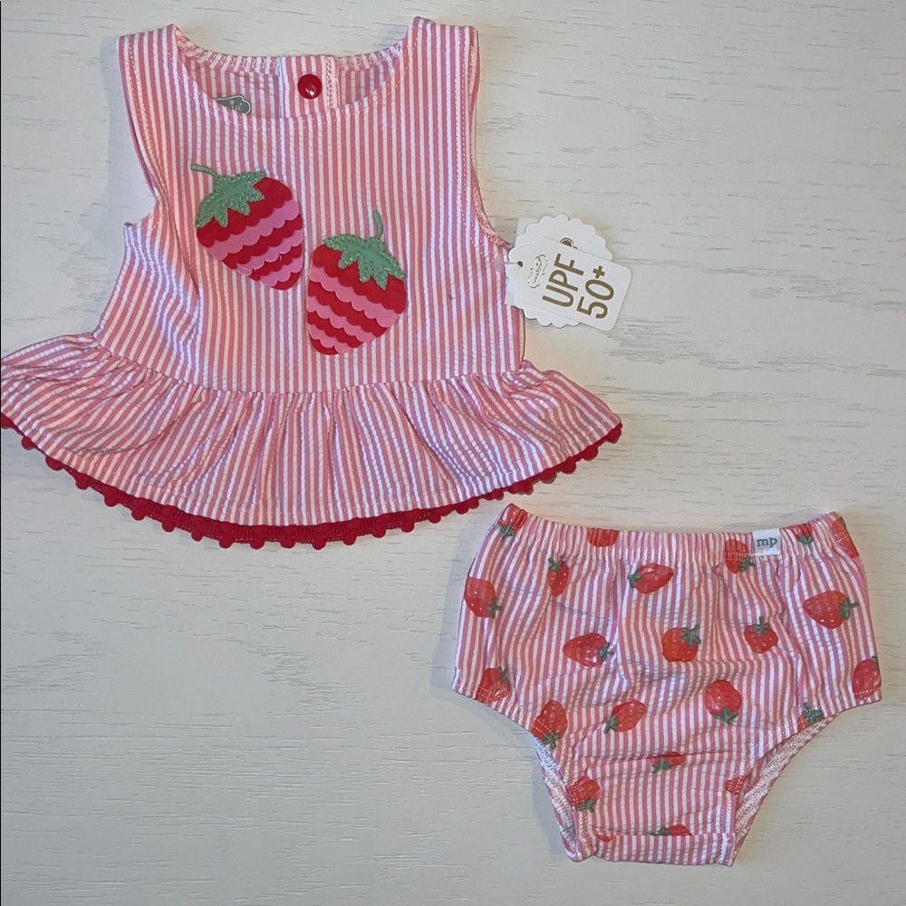 Mud Pie Baby Girl Strawberry Two Piece Swimsuit 3-6 6-9 9-12 12-18 months
